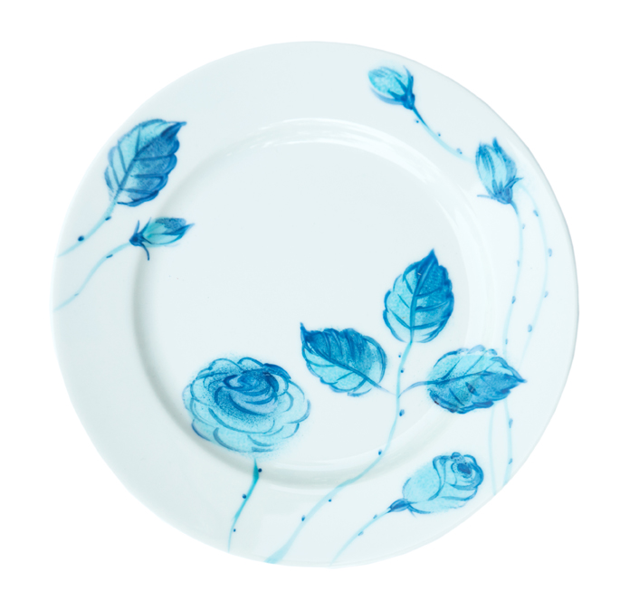 Blaue Rosen Teller 19 cm