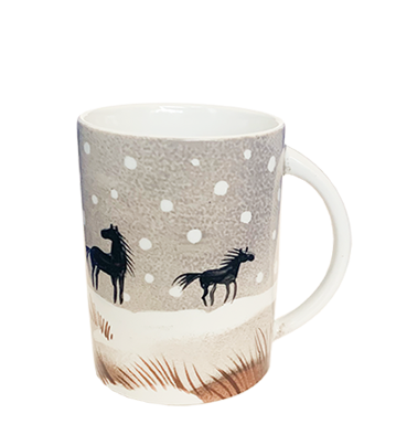 Henkelbecher, Lieblingspferd, Winter grau