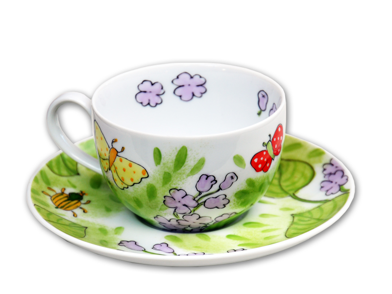 Flieder Tasse mit Unterteller 0,25 l