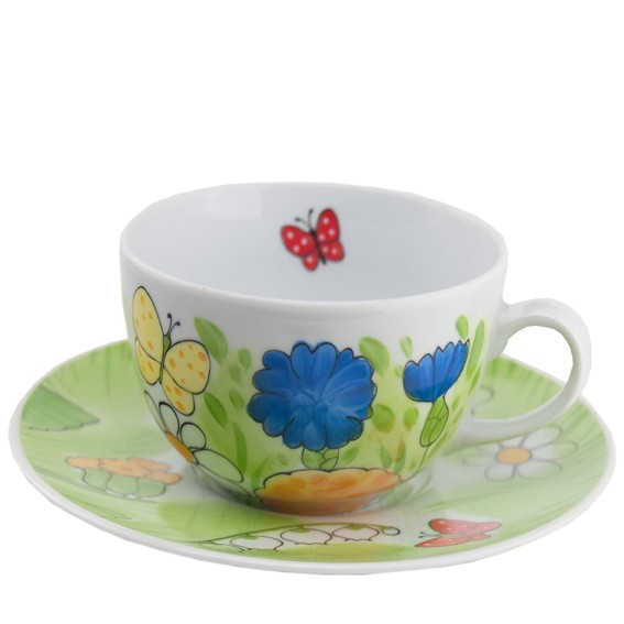 Alle Blumen Tasse aus Porzellan mit Unterteller 0,45 l