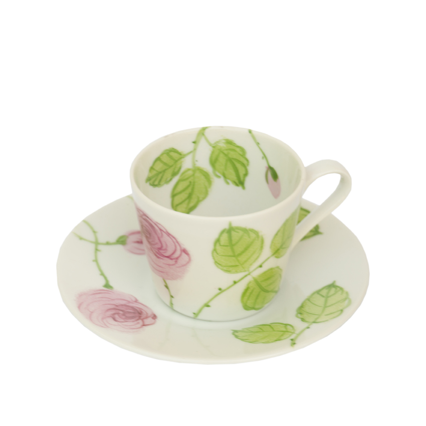 Rosa Rosen Espressotasse mit Unterteller 0,10 l