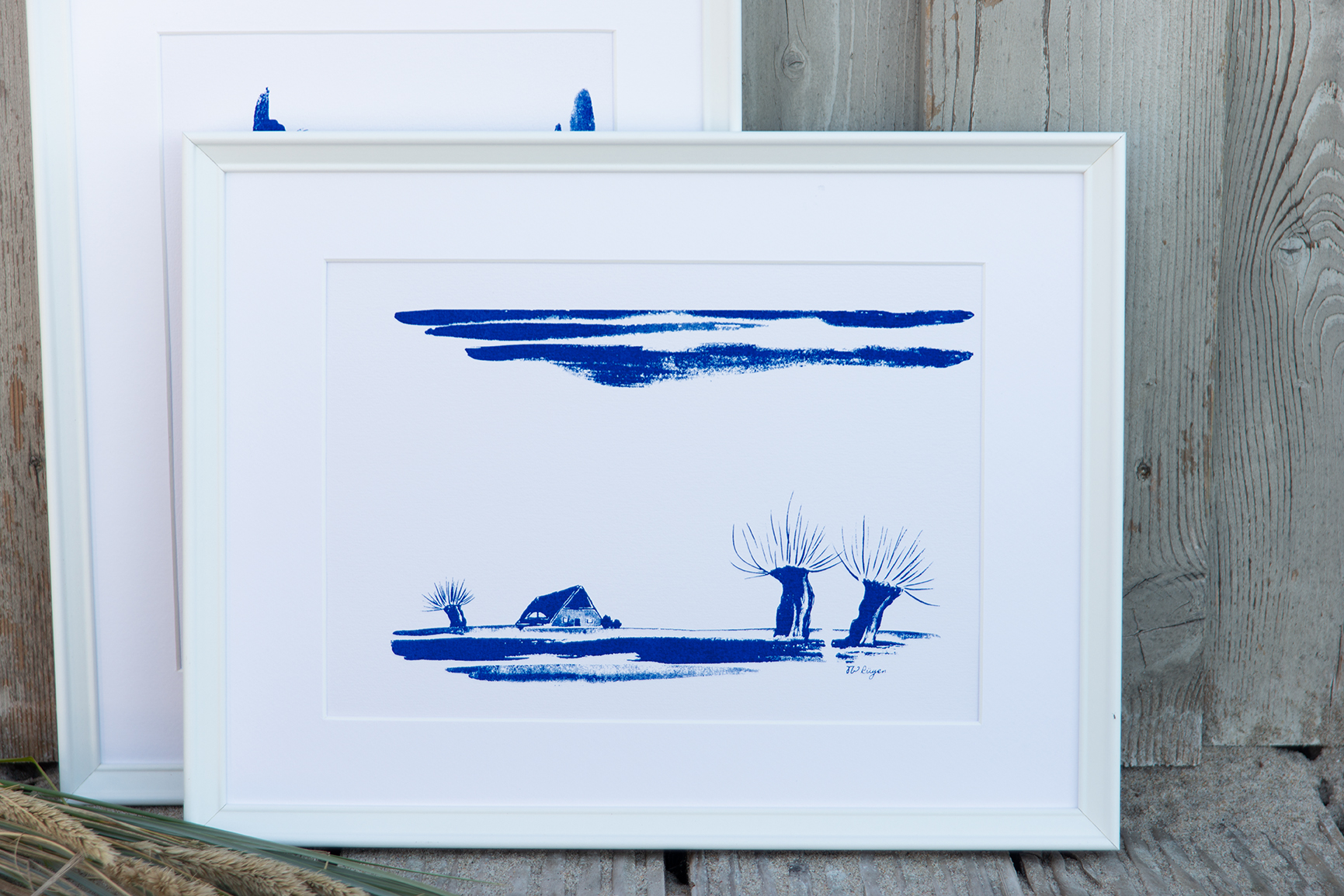 Thom Wilcke Siebdruckbild „Fische, blau“