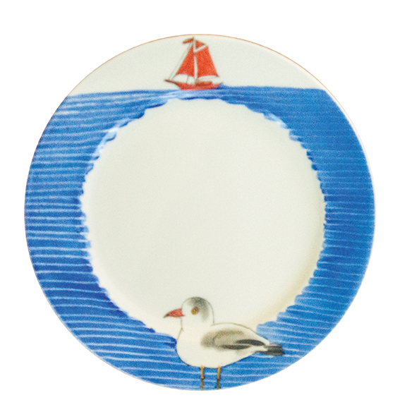 Wind & Weite Möwe mit Segelboot Teller 19 cm