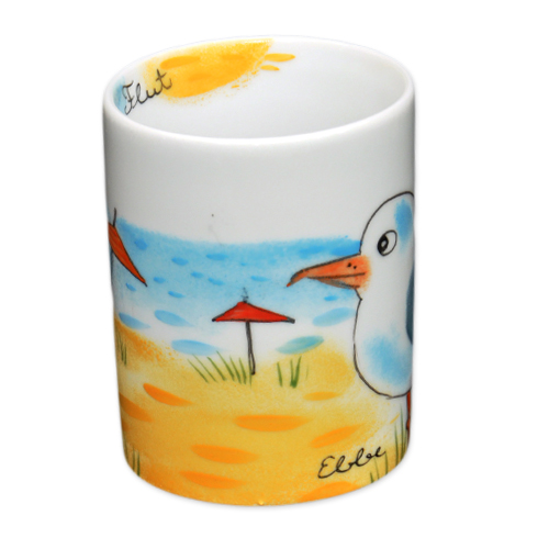 Möwe mit Schirm Henkelbecher