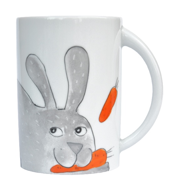 Hase hellgrau Henkelbecher