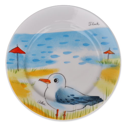 Möwe mit Schirm Teller 19 cm