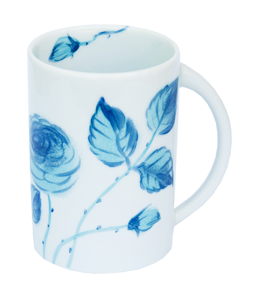 Blaue Rosen Henkelbecher