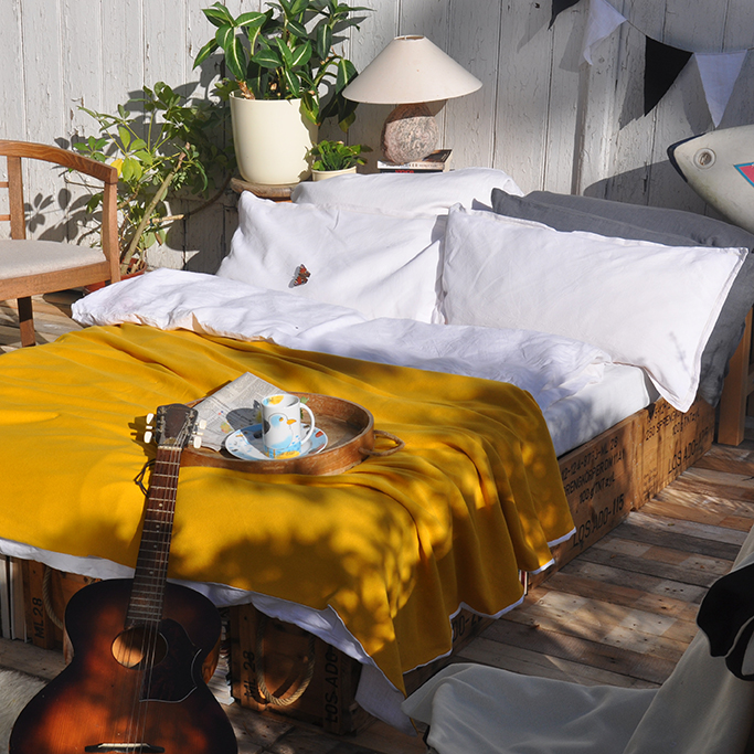 Bettbezug aus Stonewashed Leinen, weiß von SchulzHOMEWEAR