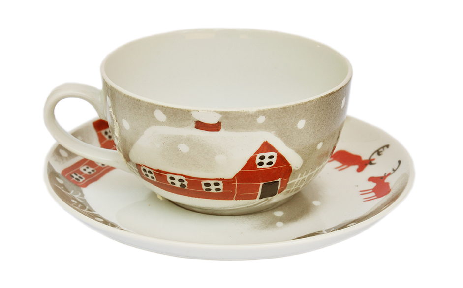Schneeelche Tasse mit Unterteller 0,45 l