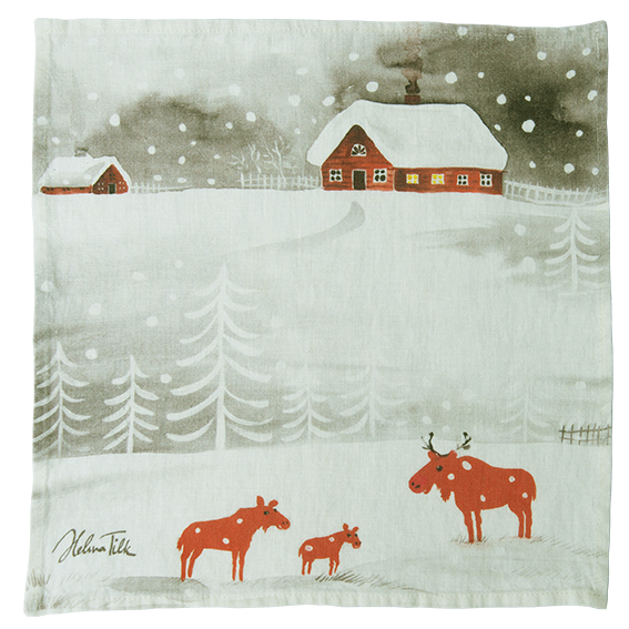 Helina Tilk: Serviette aus Leinen 40 x 40 Schneeelche weiß