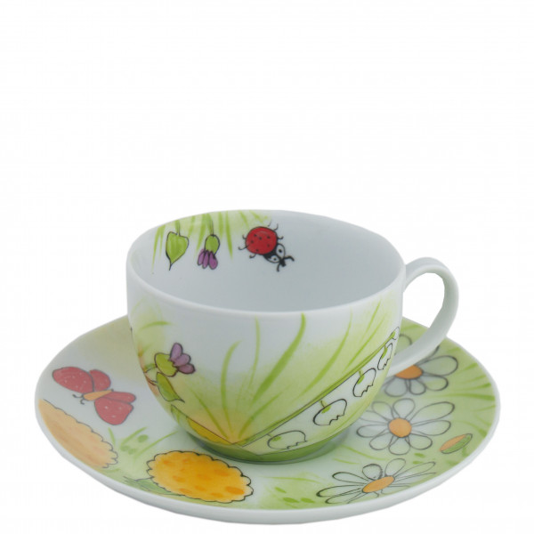Alle Blumen Tasse aus Porzellan mit Unterteller 0,25 l